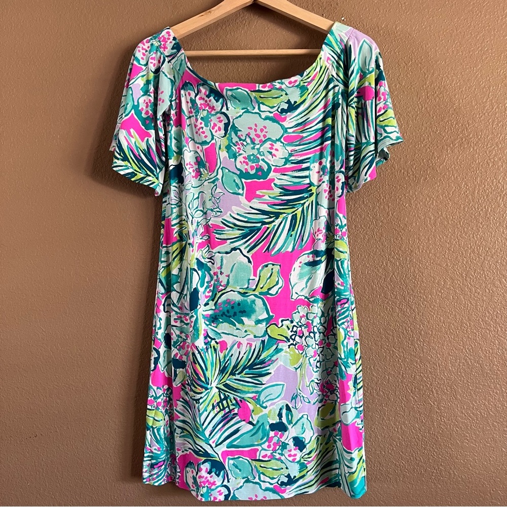 Lilly Pulitzer Tropical Floral Off The Shoulder Mini Dress Size XS